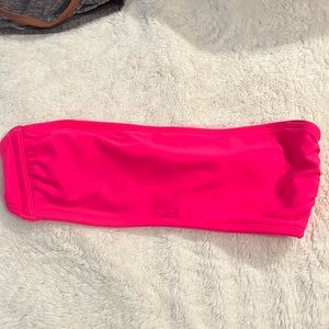 small hot pink strapless bikini top